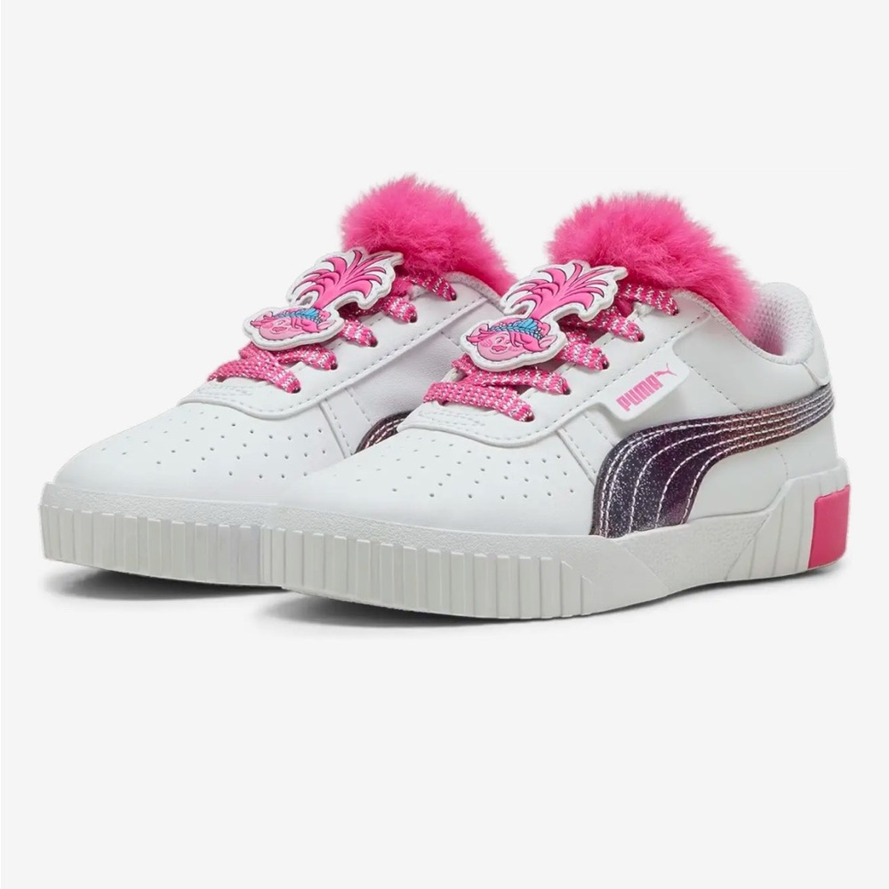 Puma White and Pink Sneakers with Fur